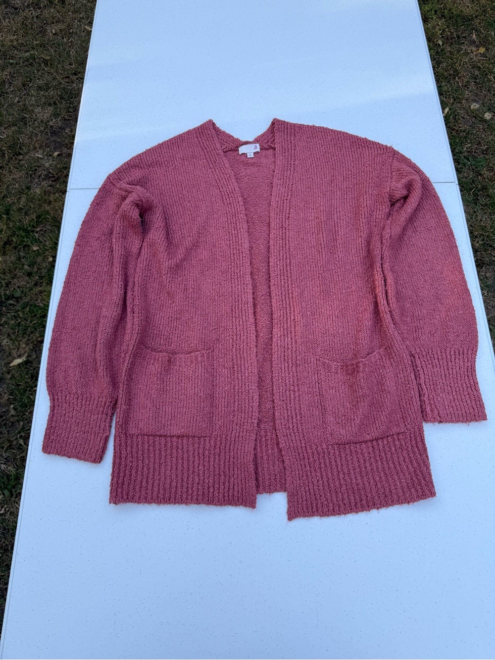SO Rose Pink Open-Front Pocket Cardigan